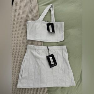 PrettyLittleThing Two Piece Silver/White Set